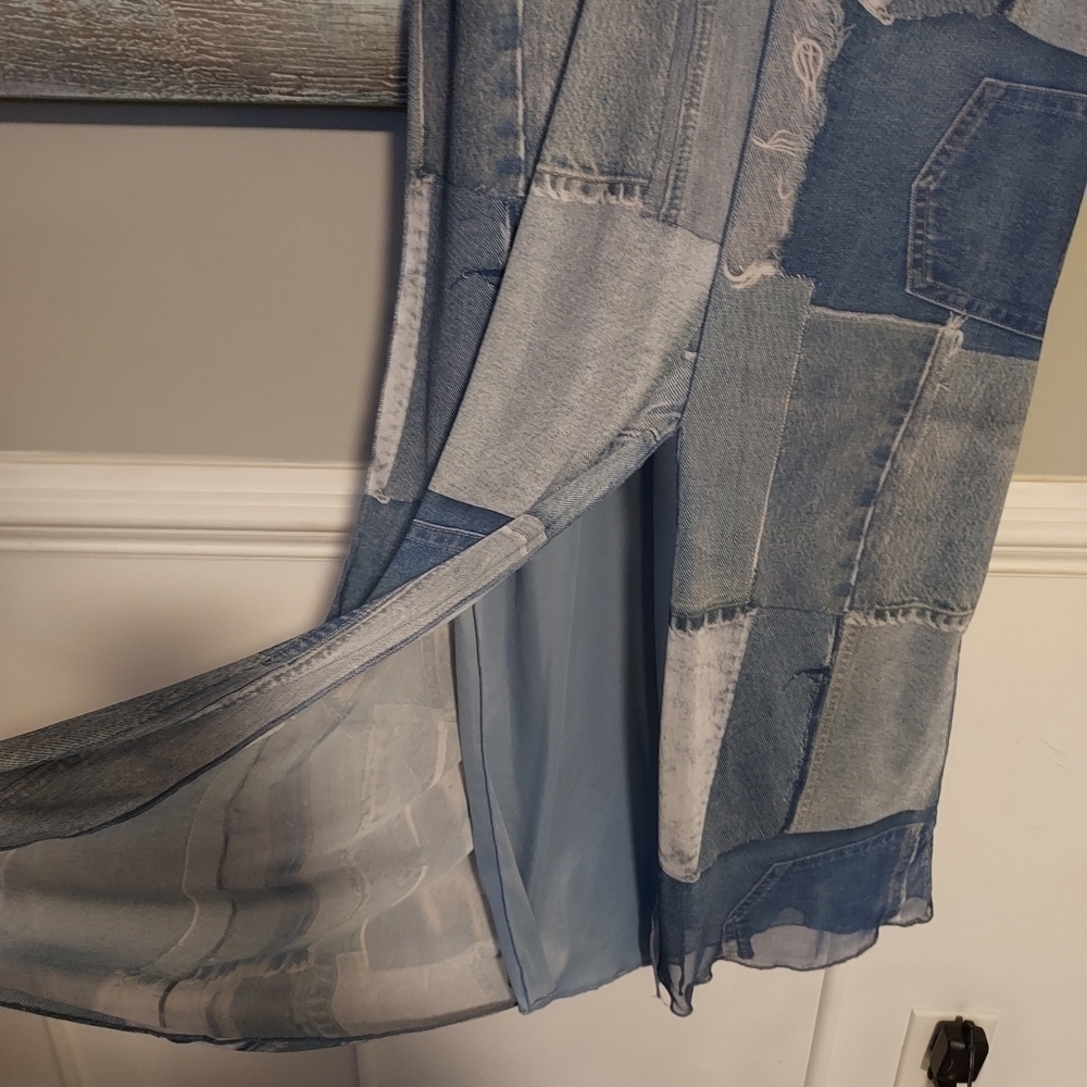 ZARA Patchwork Tulle Long Stretch Dress Size-M - Picture 12 of 15